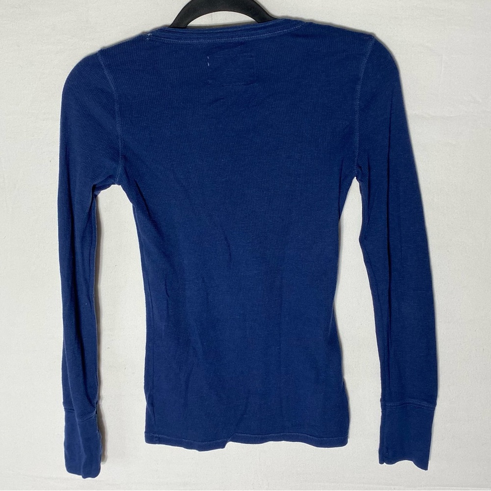 Vintage Y2K Aeropostale Dark Blue Long Sleeve Deep V Neck Ribbed Top M - Picture 14 of 15